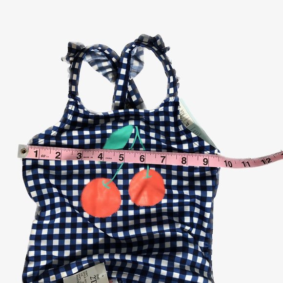 Cat & Jack Girls 2 Piece Bathing Suit Blue White Checkered Cherries Size 2T - Picture 5 of 6